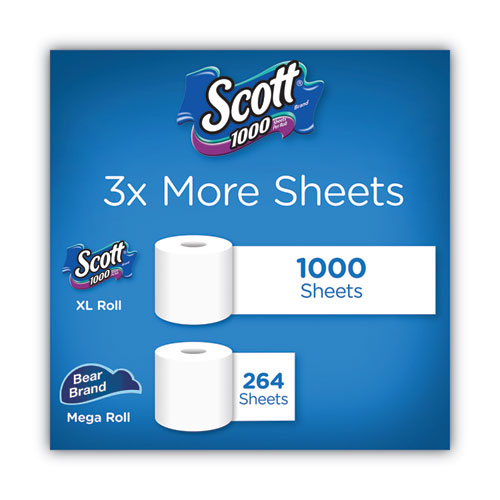 Image of Scott® 20032 1000 Bathroom Tissue, Septic Safe, 1-Ply, White, 1,000 Sheets/Roll, 20 Rolls/Pack