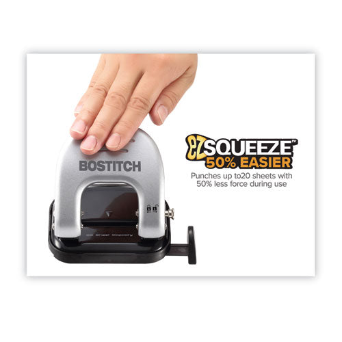 Image of Bostitch® 2310 20-Sheet Ez Squeeze Two-Hole Punch, 9/32" Holes, Black/silver