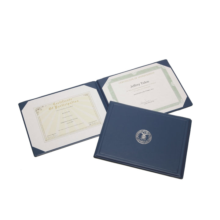 Image of Award Certificate Binder, Silver USAF Seal, 11" x 8-1/2", Blue, 1 Each