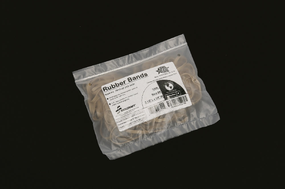Image of SKILCRAFT® Rubber Bands, Size 64, 3 1/2" x 1/4", 1/4 Pound