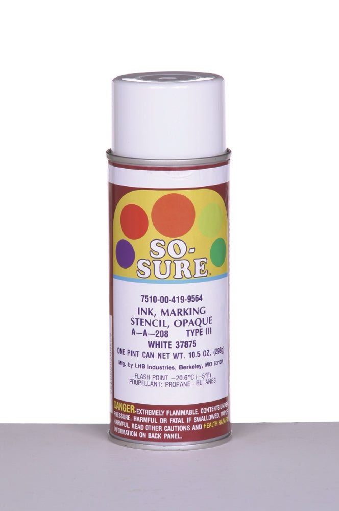 Image of SKILCRAFT® SO-SURE® So-Sure Aerosol Stencil Ink, White 37875, 1 Pint