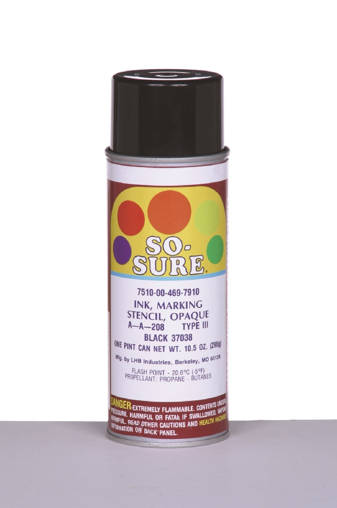 Image of SKILCRAFT® SO-SURE® So-Sure Aerosol Stencil Ink, Black 37038