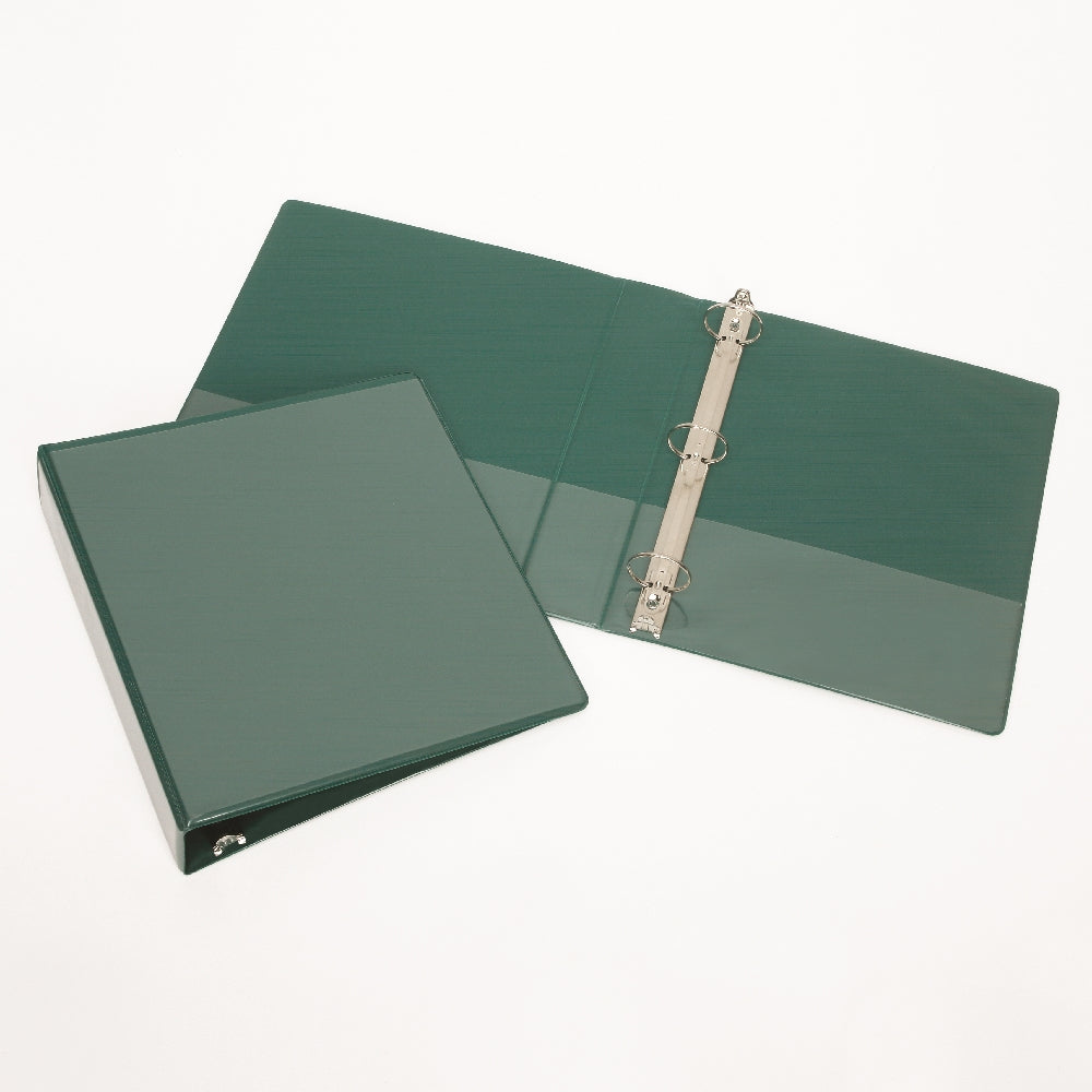 Round Ring View Binder, Green, 3" Capacity w/ Sheet Lifters