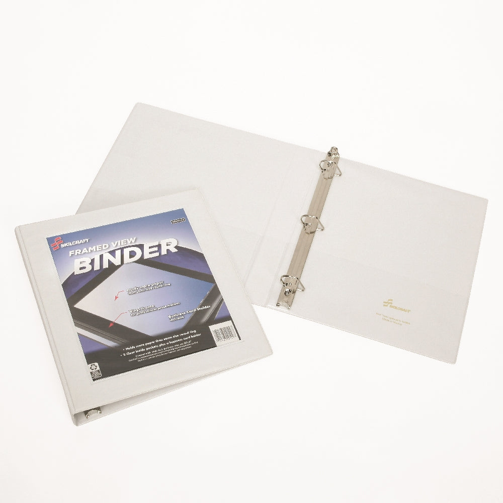 Framed Slant-D Ring View Binder, White, 1" Capacity
