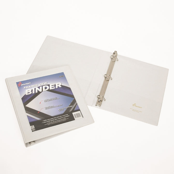 Framed Slant-D Ring View Binder, White, 1/2" Capacity