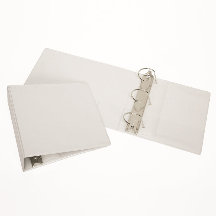 Slant-D Ring Binder, w/Clear Overlay, 4", White