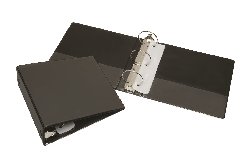 Image of SKILCRAFT® Round Ring View Binder, Black, 3" Capacity w/ Sheet Lifters