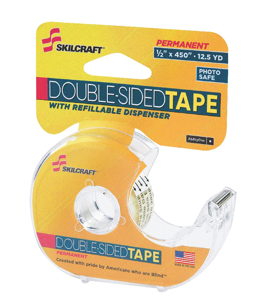 Image of SKILCRAFT® Double Sided Tape, Permanent Adhesive Photo Safe, 1/2" x 450"