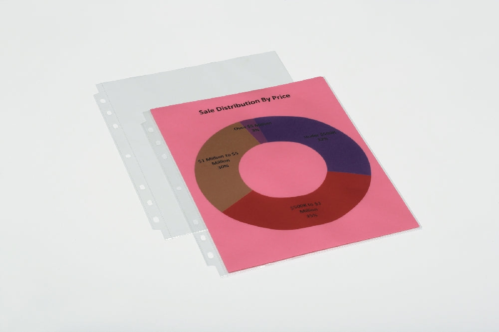 Image of SKILCRAFT® Transparent Recycled Document Protectors, 7 Hole Punched