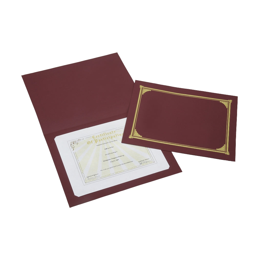 Image of SKILCRAFT® Certificate Holder, Burgundy, 6/Package, Case of 25 6-packs