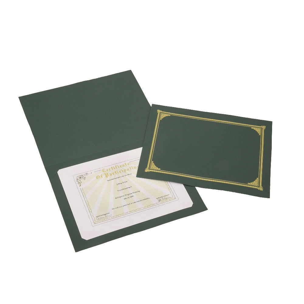 Image of SKILCRAFT® Certificate Holder, Green, 6/Package, Case of 25 6-packs