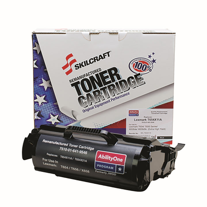 Image of SKILCRAFT® Remanufactured Extra High Yield Toner Cartridge for Lexmark T654/T656/X654/X656/X658, Page Yield 36k, Black