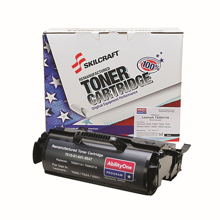Image of SKILCRAFT® Remanufactured High Yield Toner Cartridge for Lexmark T650/T652/T654/T656/X652/X654/X656, Page Yield 25k, Black