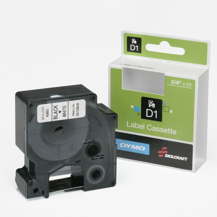 Image of Dymo® SKILCRAFT® Standard Label Cassette, 3/4" x 26.2', Black on White