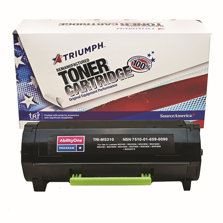 Image of SKILCRAFT® Remanufactured High Yield Toner Cartridge for Lexmark MS310/MS410/MS510/MS610/MX310/MX410/MX510/MX610, Page Yield 5k, Black