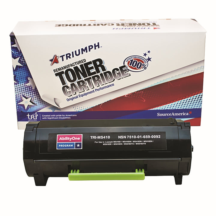 Image of SKILCRAFT® Remanufactured Extra High Yield Toner Cartridge for Lexmark MS410/MS415/MS510/MS610/MX410/MX510/MX610, Page Yield 10k, Black