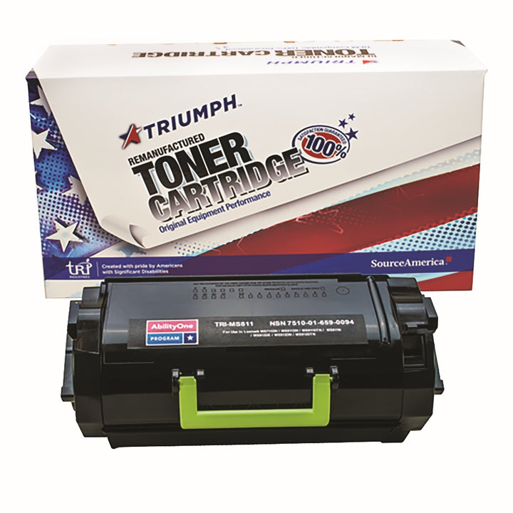Image of SKILCRAFT® Remanufactured Extra High Yield Toner Cartridge for Lexmark MS711/MS811/MS812/MX711/MX811/MX812, Page Yield 45k, Black