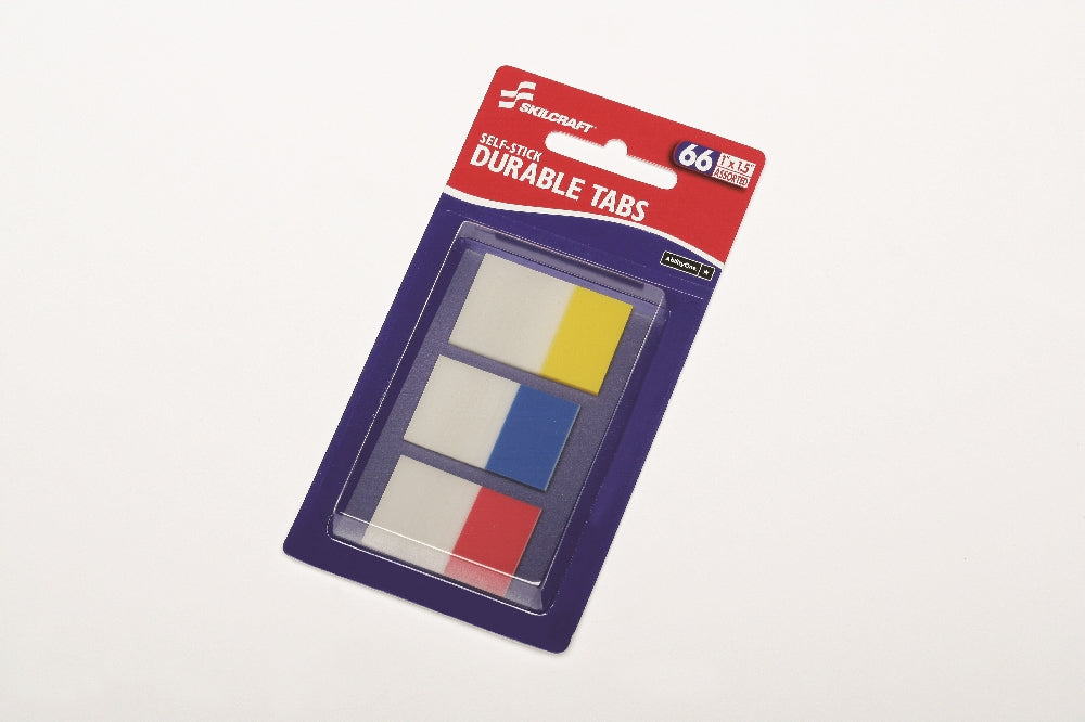 Image of SKILCRAFT® Self-Stick Dura Tabs, 1", Assorted Colors