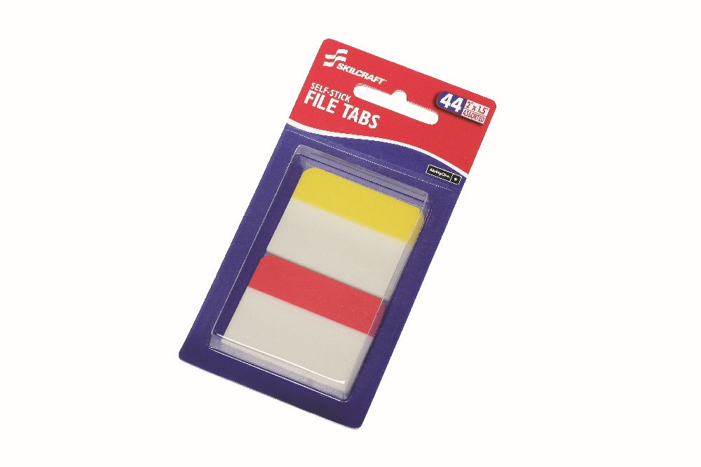 Image of SKILCRAFT® Self-Stick File Tabs, 2", Red/Yellow, 2/Package, Case of 12 Packages