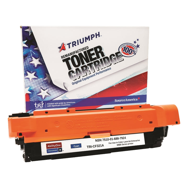 Image of SKILCRAFT® Remanufactured Toner Cartridge for HP CF321A (HP 653A), Page Yield 16.5k, Cyan