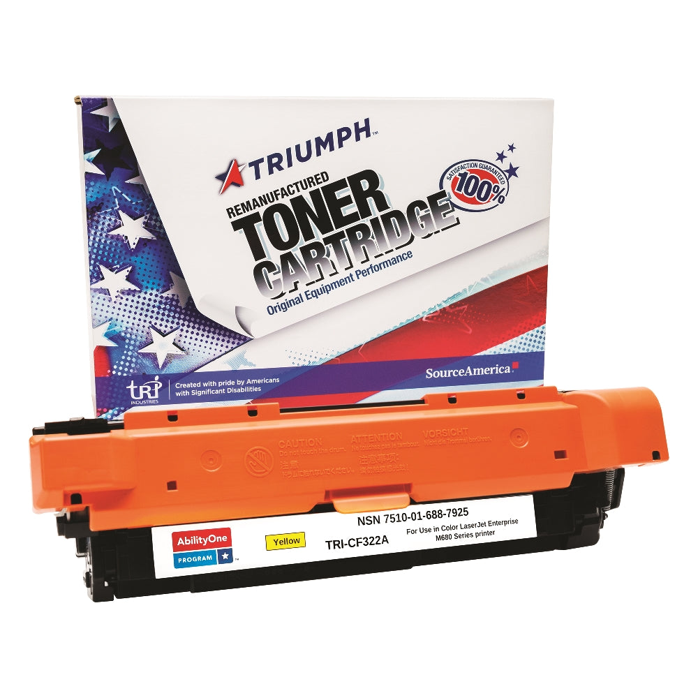 Image of SKILCRAFT® Remanufactured Toner Cartridge for HP CF322A (HP 653A), Page Yield 16.5k, Yellow