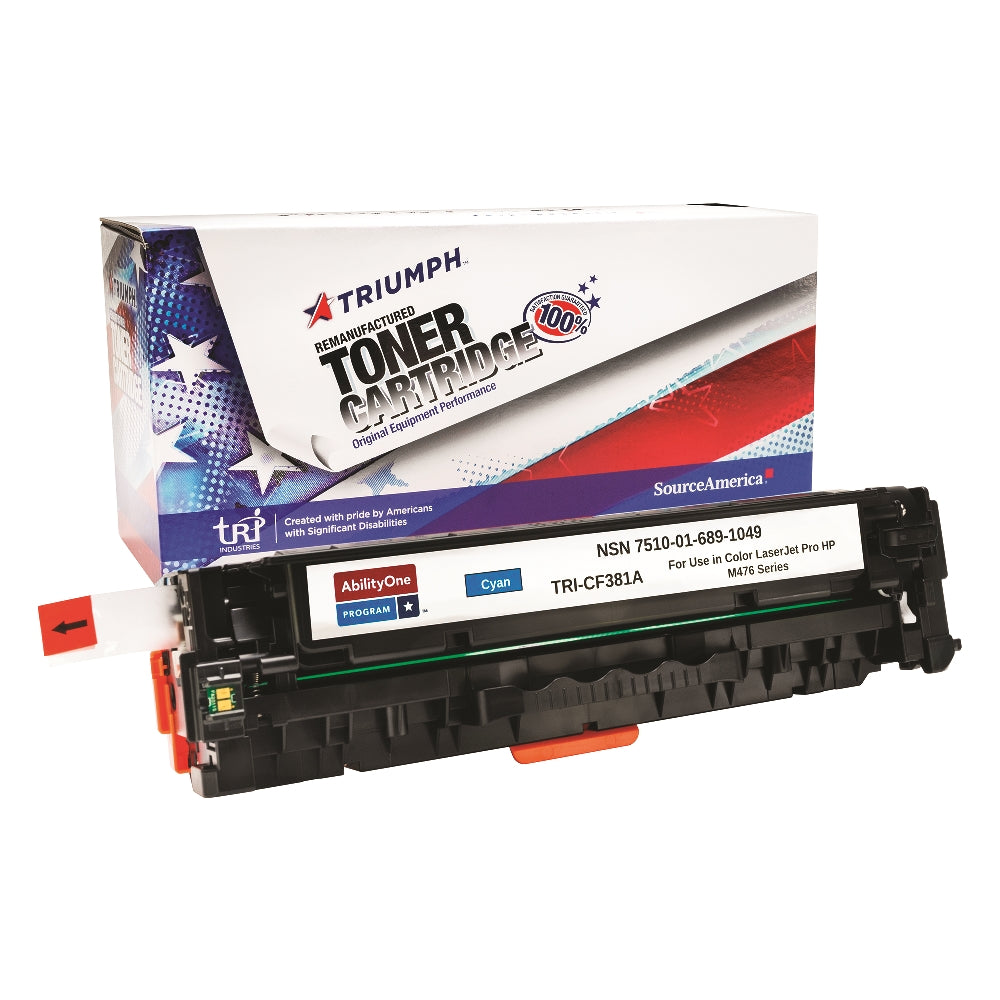 Image of SKILCRAFT® Remanufactured Toner Cartridge for HP CF381A (HP 312A), Page Yield 2.7k, Cyan