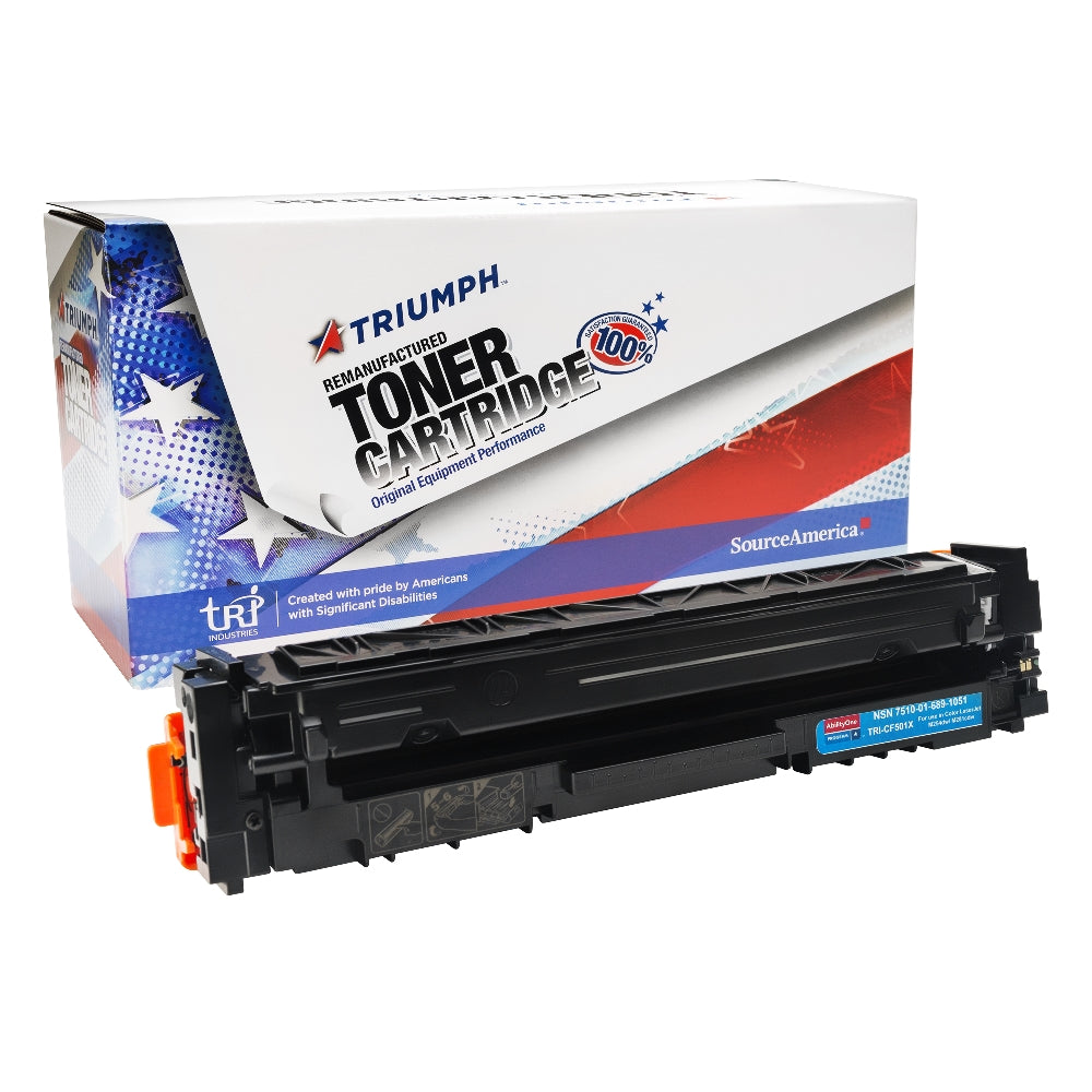 Image of SKILCRAFT® Remanufactured High Yield Toner Cartridge for HP CF501X (HP 202X), Page Yield 2.5k, Cyan