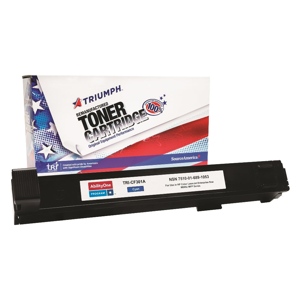 Image of SKILCRAFT® Remanufactured Toner Cartridge for HP CF301A (HP 827A), Page Yield 32k, Cyan