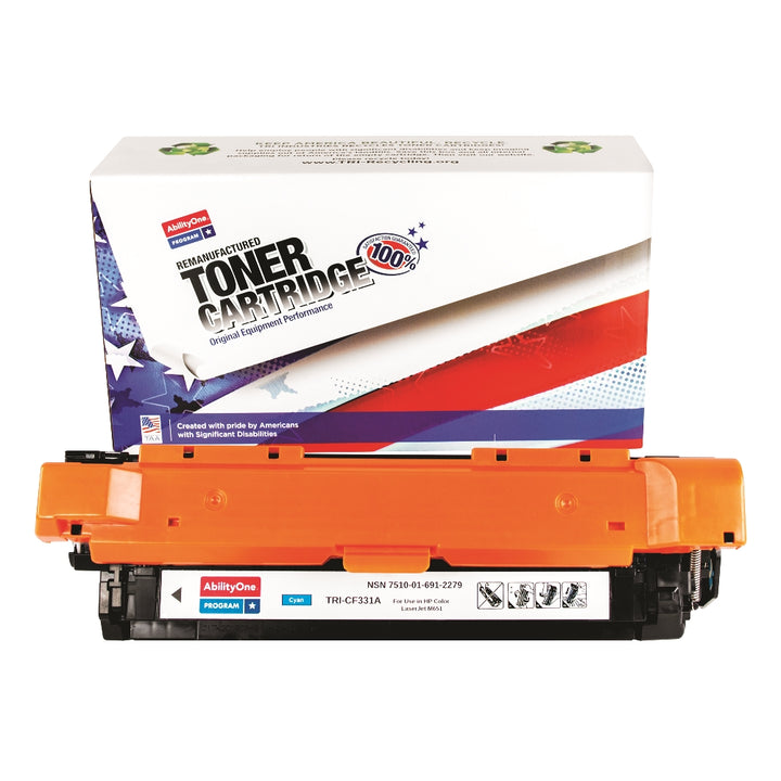 Image of SKILCRAFT® Remanufactured Toner Cartridge for HP CF331A (HP 654A), Page Yield 15k, Cyan