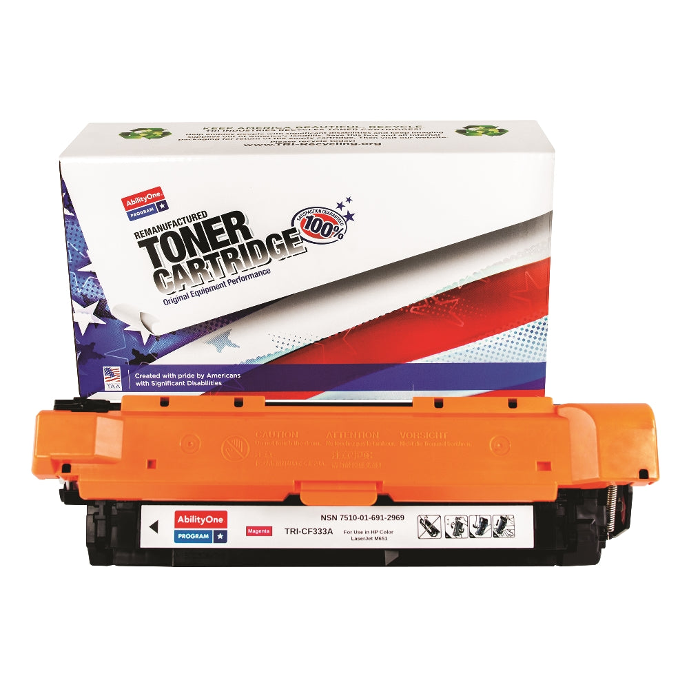 Image of SKILCRAFT® Remanufactured Toner Cartridge for HP CF333A (HP 654A), Page Yield 15k, Magenta