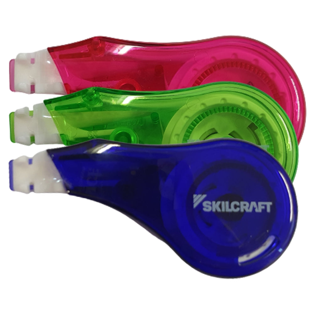 Image of SKILCRAFT® Correction Tape, Non-Refillable, Recycled Mini-Dispenser, Pack of 3