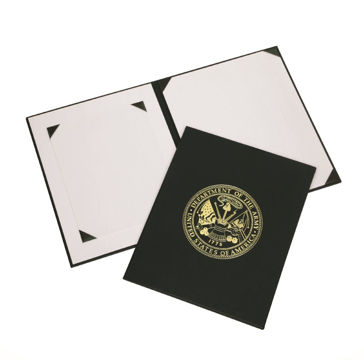 Image of Awards Certificate Binder, Satin Finish, Gold Army Seal, 11.5" x 14.5", Green, Case of 25
