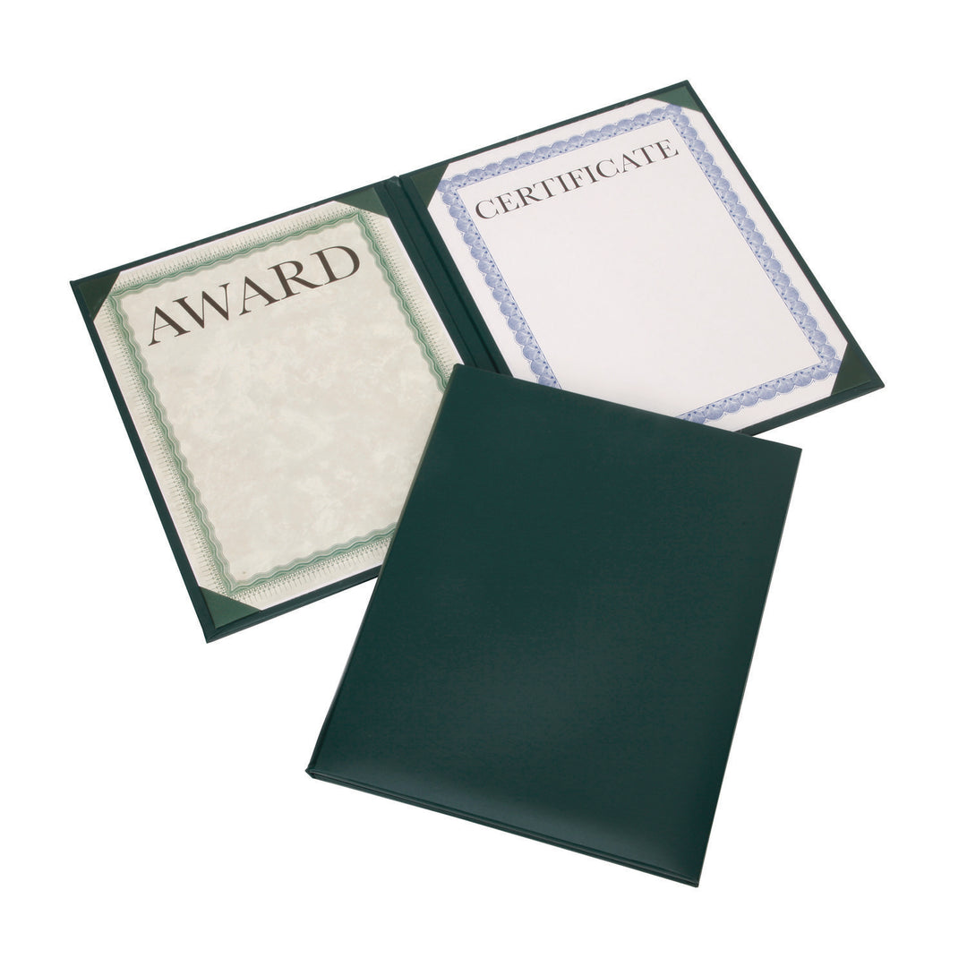 Image of Awards Certificate Binder - Padded Cover - No Seal - Portrait - 9.125" x 11.625" - Green