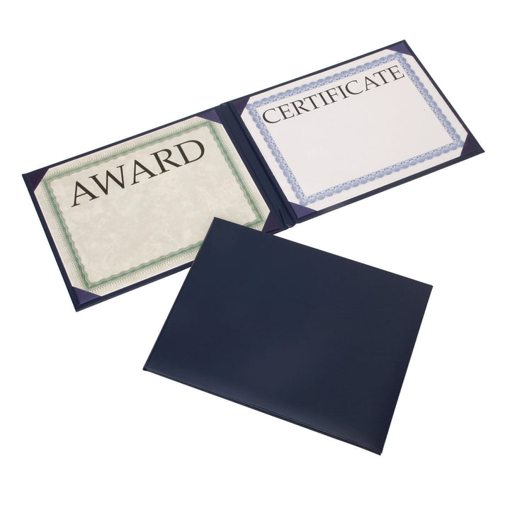 Image of Awards Certificate Binder - Padded Cover - No Seal - Landscape - 11.625" x 9.125" - Blue