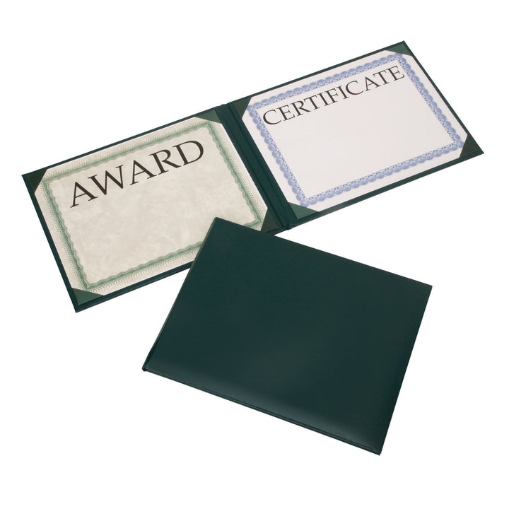Image of Awards Certificate Binder - Padded Cover - No Seal - Landscape - 11.625" x 9.125" - Green