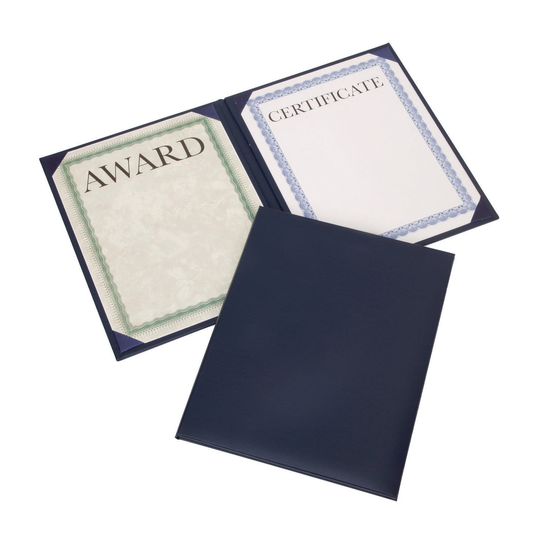 Image of Awards Certificate Binder - Padded Cover - No Seal - Portrait - 9.125" x 11.625" - Blue, Case of 25