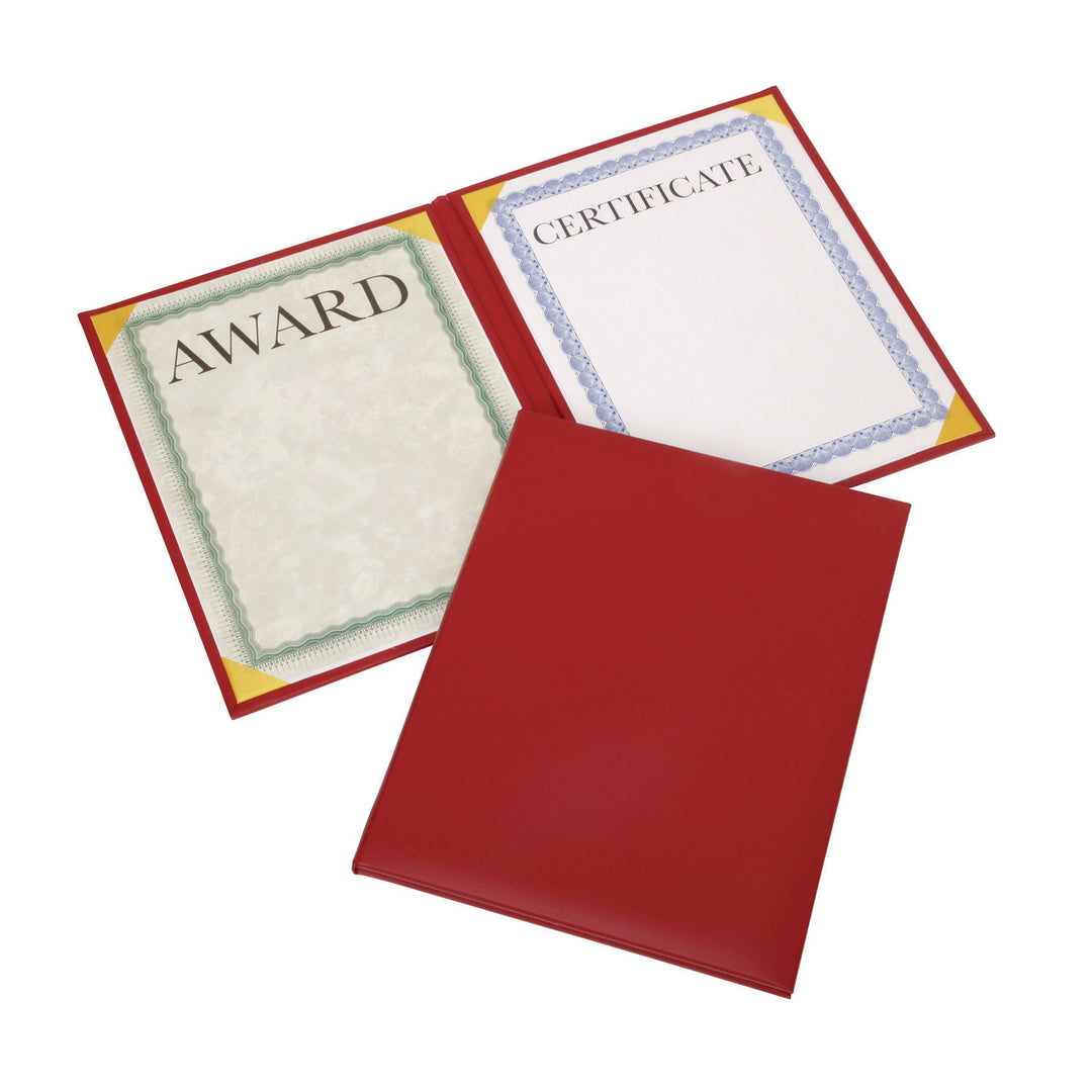 Image of Awards Certificate Binder - Padded Cover - No Seal - Portrait - 9.125" x 11.625" - Red, Case of 25