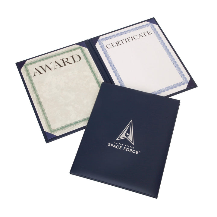 Image of Awards Certificate Binder - Padded Cover - Silver USSF Seal - Portrait - 9.125" x 11.625" - Blue, Case of 25