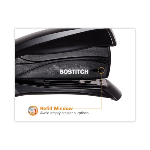 Image of Bostitch® 1493 Inspire Spring-Powered Half-Strip Compact Stapler, 15-Sheet Capacity, Black