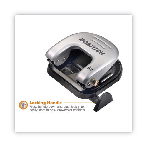 Image of Bostitch® 2310 20-Sheet Ez Squeeze Two-Hole Punch, 9/32" Holes, Black/silver