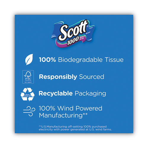 Image of Scott® 20032 1000 Bathroom Tissue, Septic Safe, 1-Ply, White, 1,000 Sheets/Roll, 20 Rolls/Pack, 2 Packs/Carton