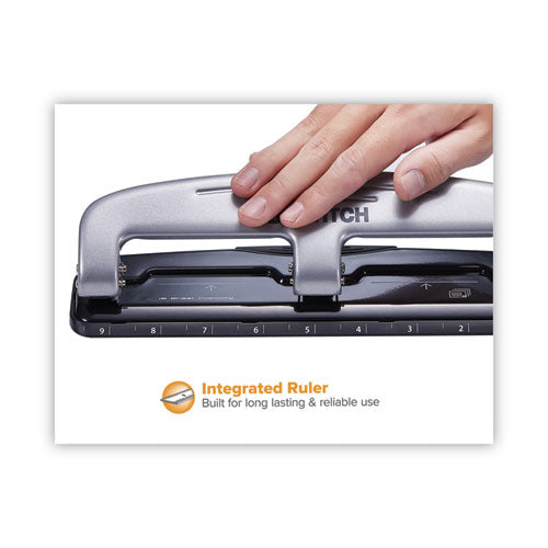 Image of Bostitch® ACI2101 12-Sheet Ez Squeeze Three-Hole Punch, 9/32" Holes, Black/silver