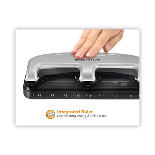Image of Bostitch® ACI2220 20-Sheet Ez Squeeze Three-Hole Punch, 9/32" Holes, Black/silver