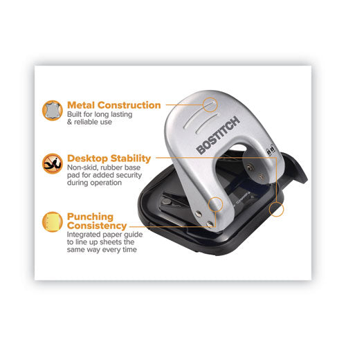 Image of Bostitch® 2310 20-Sheet Ez Squeeze Two-Hole Punch, 9/32" Holes, Black/silver