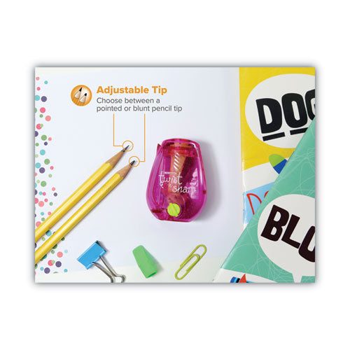 Image of BostitchÂ® Twist-N-Sharp Pencil Sharpener, One-Hole, 3.5 X 1.25 X 5.5, Assorted Colors, 3/box
