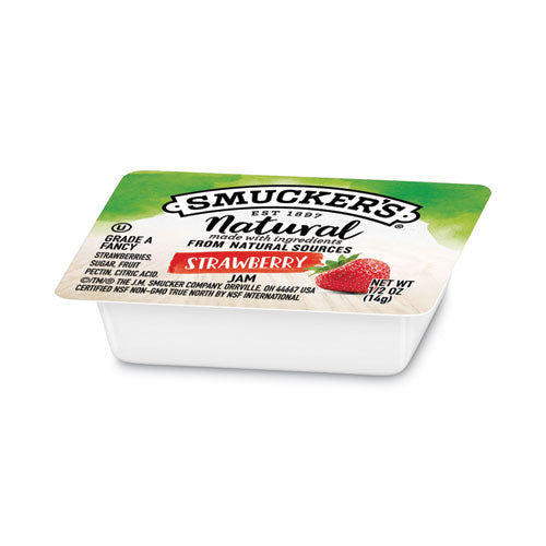 Image of Smucker's® 5150008201 Smuckers 1/2 Ounce Natural Jam, Strawberry, 0.5 oz Container, 200/Carton