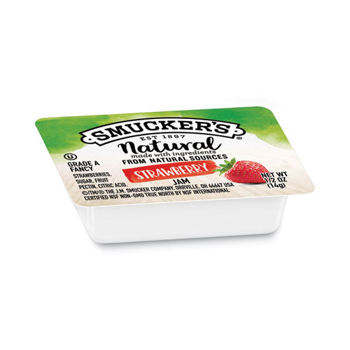 Image of Smucker's® 5150008201 Smuckers 1/2 Ounce Natural Jam, Strawberry, 0.5 oz Container, 200/Carton