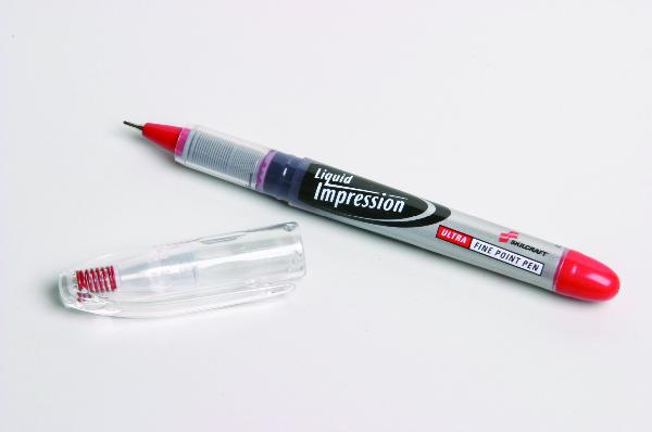 Image of SKILCRAFT® Liquid Impression Porous Point Pen, Red Ink, Ultra Fine Point