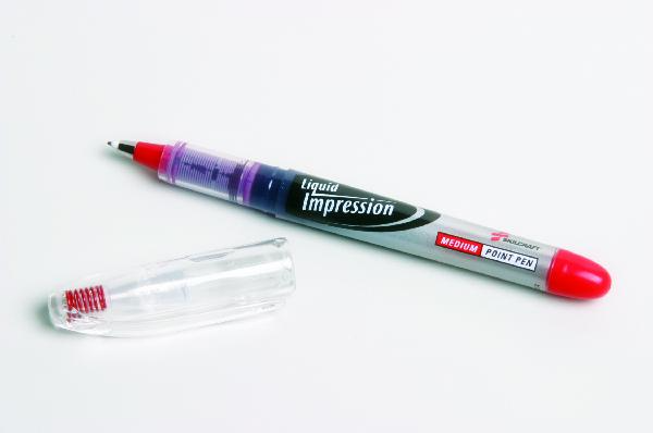 Image of SKILCRAFT® Liquid Impression Porous Point Pen, Red Ink, Medium Point