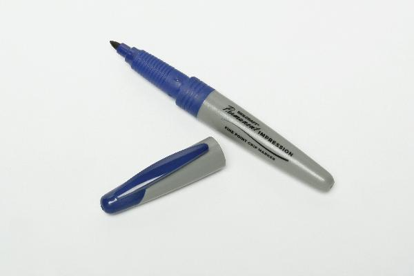 Image of SKILCRAFT® Permanent Impression Marker, Fine Point, Blue Ink